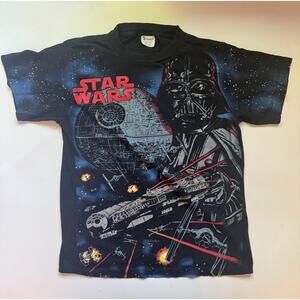 90s Star Wars Darth Vader Men's XL T shirt All Over Print Fits Like A Large